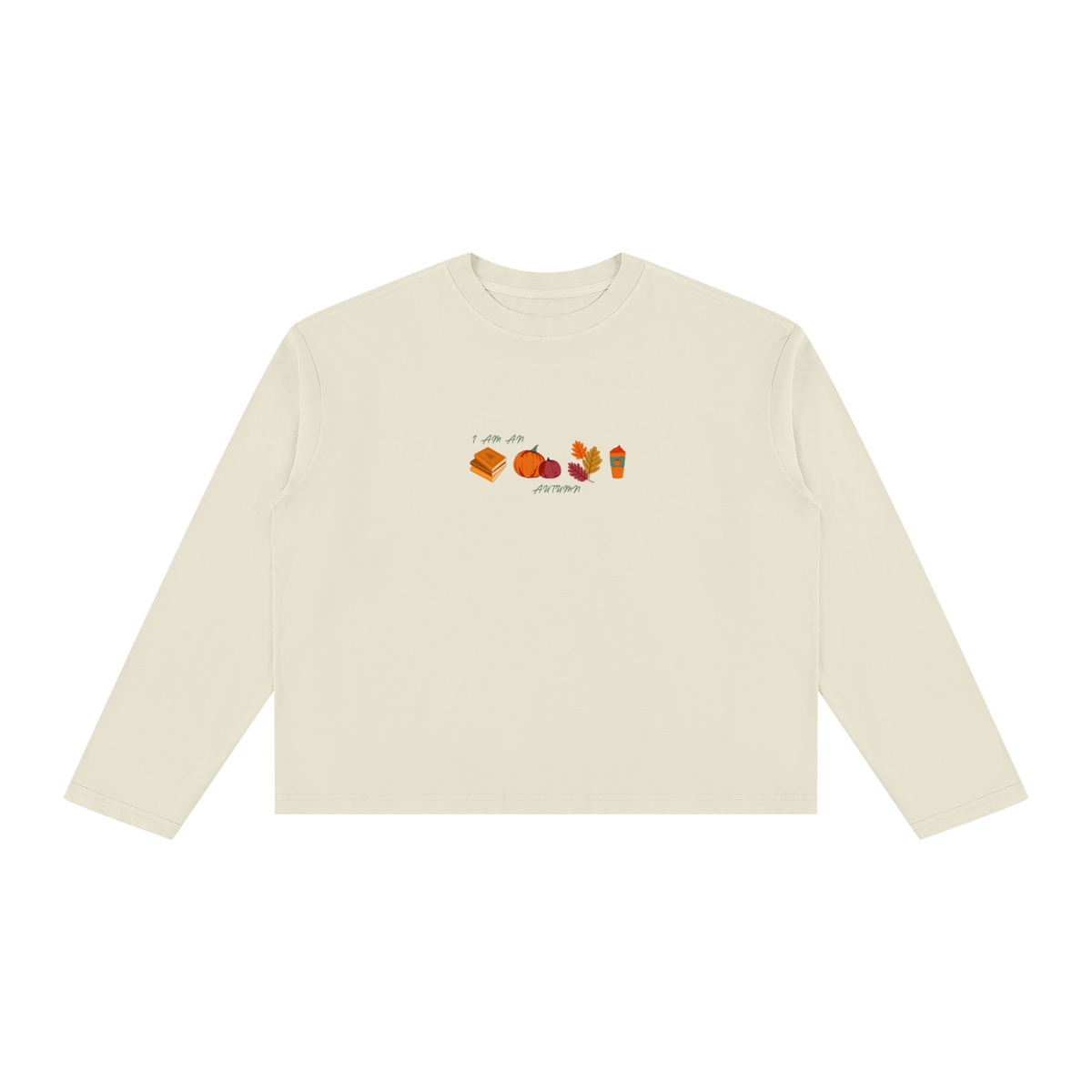 Unisex Vintage Wash Long Sleeve Boxy T-Shirt - I am an autumn