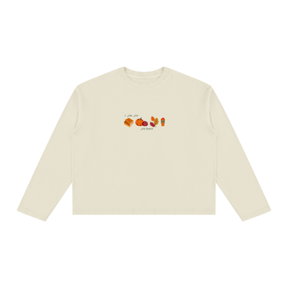 Unisex Vintage Wash Long Sleeve Boxy T-Shirt - I am an autumn