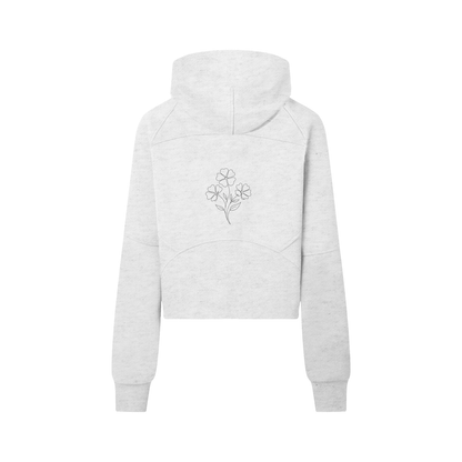 Short, half-zip hoodie - Small flowers