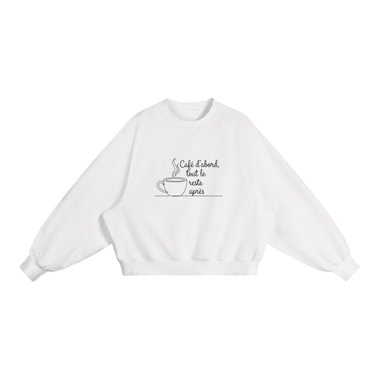 Sweat boxy essentiel Heavyweight à manches dolman - Café