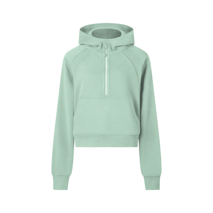 Short, half-zip hoodie - Small flowers